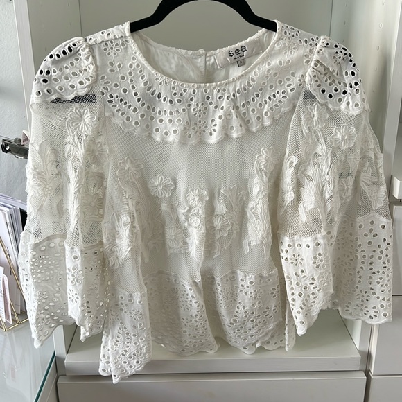 Sea New York White Lace top sz S - Picture 6 of 8